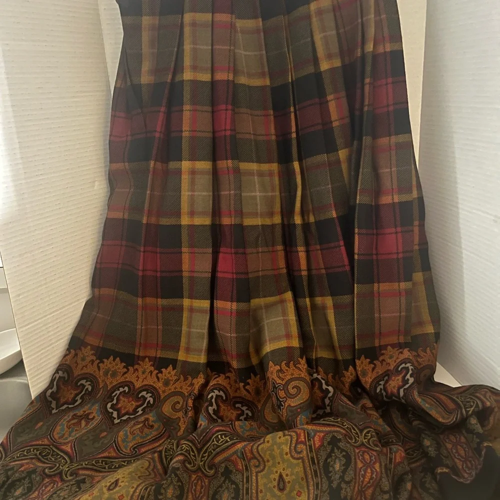 NWT VINTAGE Ralph Lauren Plaid Paisley Pleated skirt Womens Skirt Old Money Sz 4 - Picture 4 of 9